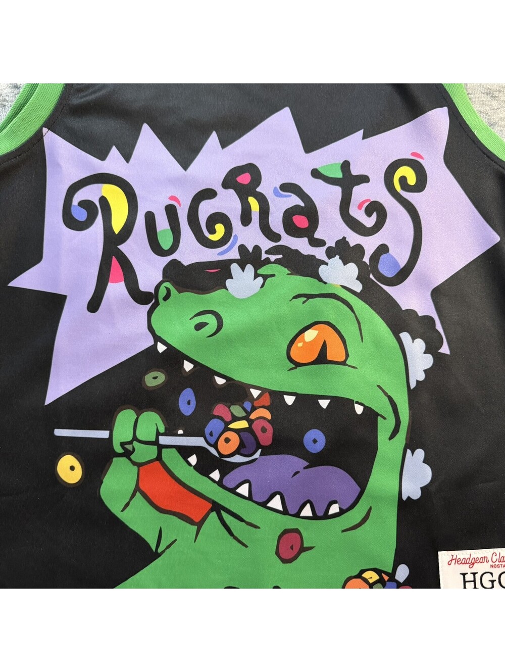 Headgear Classics Rugrats Reptar #3 Youth XL Basketball Jersey Black Green